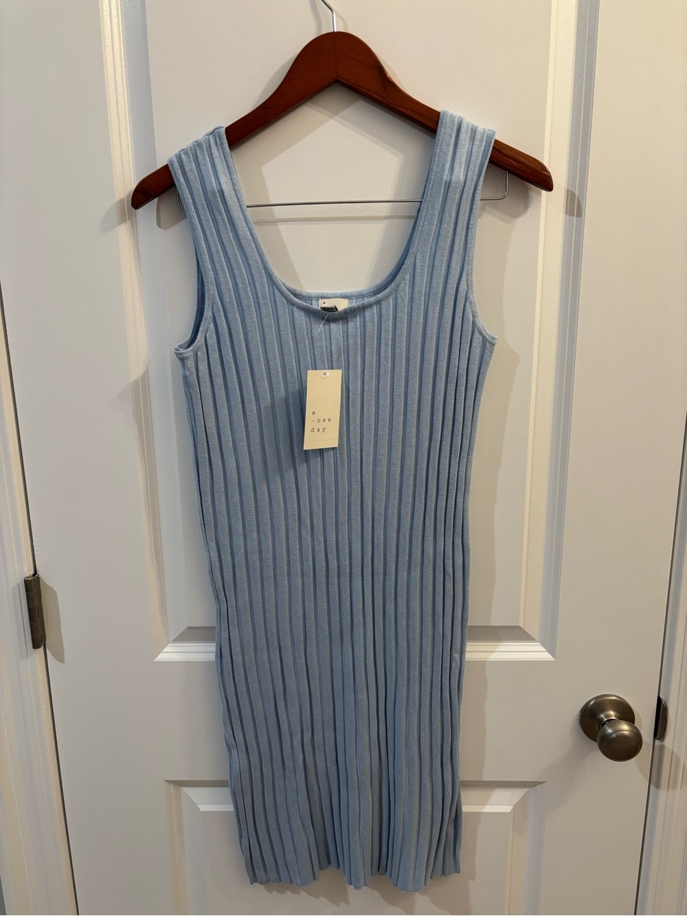 Light Blue Ribbed Bodycon Tank Dress - A New Day
- Size Large